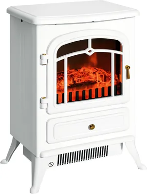 Zdjęcie produktu dla Kominek elektryczny HOMCOM z grzałką, kominek elektryczny z efektem płomienia LED, dekoracyjny kominek 950/1850 W z termostatem, kominek elektryczny z zabezpieczeniem przed przegrzaniem, kominek, biały