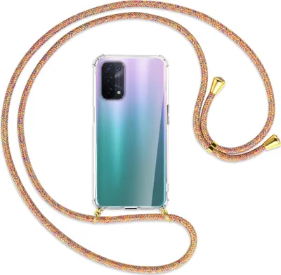 Produktbild von Handykette Backcover-Schutzhülle mit Band (Metall goldfarben) für Oppo A54 5G / A74 5G (CPH2197) - Rainbow
