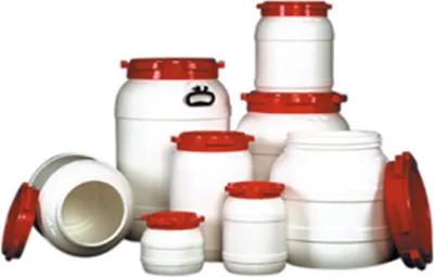 Produktbild von Weithalsfass HDPE - 68 l - Schraubdeckel rot - 2 Stück - Luftdicht Fass Tonne weiß