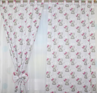 Produktbild von Vorhänge mit Schlaufen Kinder Baby Gardinen Kinderzimmer Vorhang 24. Girl Bärchen