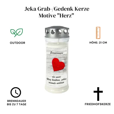 Produktbild von Wochenbrenner, Motiv-Grabkerze groß "Herz"
