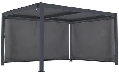 Image de Pergola bioclimatique avec led et 2 stores en aluminium "Windsor premium" - 3 x 4 m - Gris