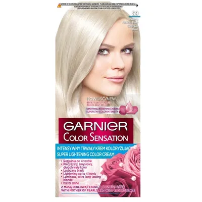 Zdjęcie produktu dla Garnier Color Sensation S9 - Krem koloryzujący Srebrny Popielaty Blond Superrozjaśnienie do 4 Tonów