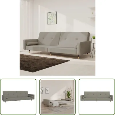 Produktbild von The Living Store Schlafsofa 2-Sitzer mit 2 Kissen Hellgrau Samt