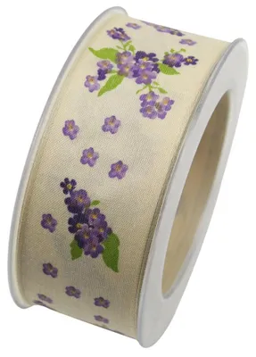 Produktbild von Schleifenband mit Draht AMBER 40mm creme lila (1m=0,45EUR) 20m Rolle Goldina WA