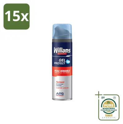 Immagine prodotto di 15 tubetti di gel da barba Williams Expert per pelli sensibili - 200 ml - confezione risparmio - 15 pezzi