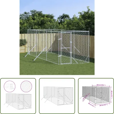 Produktbild von The Living Store Outdoor-Hundezwinger Silbern 2x6x2 m Verzinkter Stahl