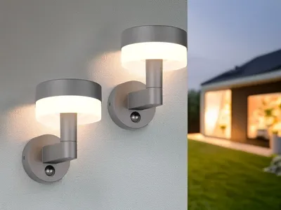 Produktbild von 2er Set LED Außenwandleuchten mit Bewegungsmelder Fassadenlampe Anthrazit H:22cm