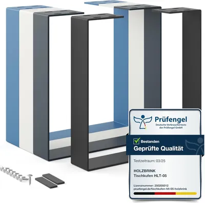 Produktbild von HOLZBRINK Tischbeine Metall Schwarz 1 Stück | Tischkufen/Tischgestell für Couchtisch, Esstisch, Schreibtisch, Sitzbank | Möbelfüße size: 40x43cm