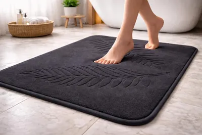 Produktbild von Rutschfeste Badematte 50 x 80 cm Schwarz, saugfähig und waschbar