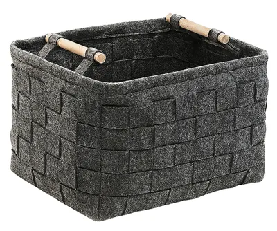 Obrázok produktu pre Kobolo plstený kôš na drevo Kôš na palivové drevo 41x33x30 cm plstený tmavosivý | kôš na palivové drevo Kôš na nosidlách na uskladnenie novín Kôš na drevo Kôš na palivové drevo