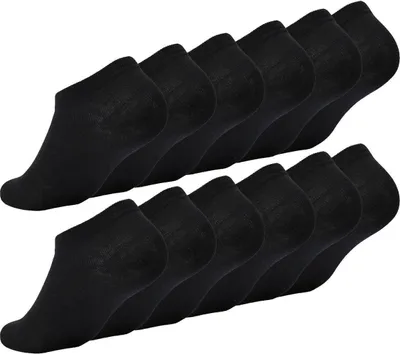 Produktbild von 12 Paar Damen Sneaker Socken Basic Baumwolle, 12 Paar, schwarz 39-42