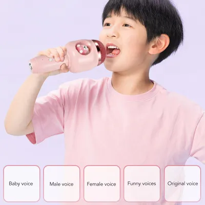 Immagine prodotto di Simpatico microfono per bambini Wireless Bluetooth Bellissimo microfono portatile per uso domestico per feste Rosa