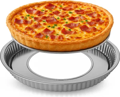 Produktbild von Edelstahl Backform Quiche und Tarteform – 28 cm, mit Hebeboden - PFAS-frei, unbeschichtet