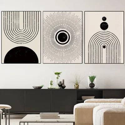 Image de Elzusha - Ensemble de 3 affiches abstraites sur toile, format 50x70 cm