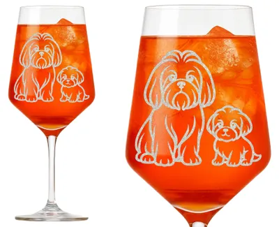 Produktbild von Exoda Weinglas Shih Tzu Gravur 1 Stück 350ml spülmaschinenfest