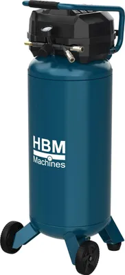 Obrázok produktu pre Vertikálny bezolejový kompresor, 50l, 10bar, 180l/min, s kolieskami a rukoväťou HBM Holandsko