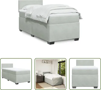 Produktbild von The Living Store Boxspringbett mit Matratze Hellgrau 80x200 cm Samt