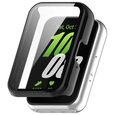 Produktbild von Strap-it Hartschalen-Schutzhülle mit Glas-Displayschutzfolie, passend für Samsung Galaxy Fit 3 (schwarz)