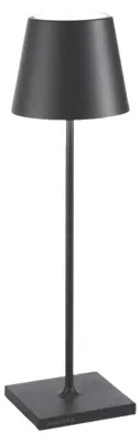 Image de Lampe De Table Led Zafferano Poldina Pro Gris Foncé Rechargeable Dimmable Autonomie Jusqu'À 12 H Ip65 Usage Extérieur