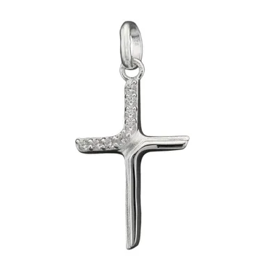 Produktbild von Anhänger 20x6mm Kreuz mit Zirkonias matt-glänzend Silber 925