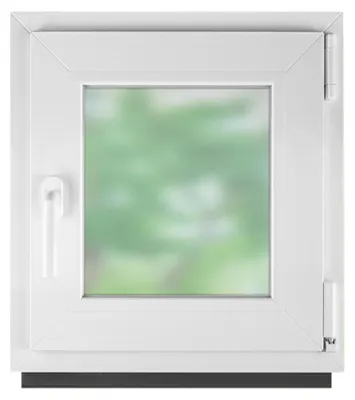 Imagen del producto de Ventana de baño, ventana de plástico, plástico blanco, dimensiones 85 x 85 cm (850 x 850 mm), orientación derecha, TODAS LAS TALLAS, doble acristalamiento, vidrio esmerilado, sistema de apertura oscilante-abatible, BauPlaza