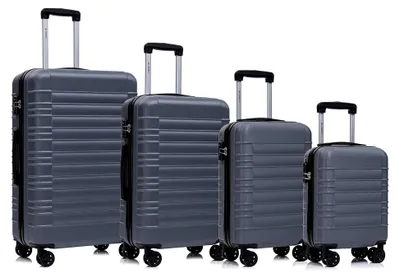 Produktbild von Reisekoffer mit TSA-Schloss, Hartschalen-Trolley, Kabinenkoffer mit 4 Rollen (Grau, Set in S-M-L-XL)