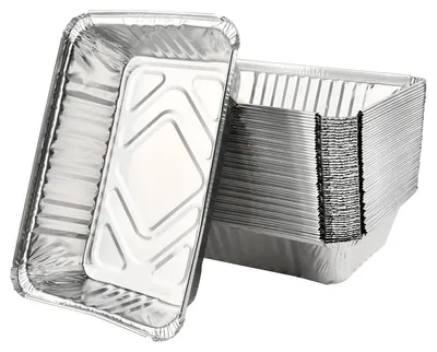 Immagine prodotto di Vaschetta per griglia in alluminio monouso - 22 x 15 x 5,5 cm - 50 pezzi - Per barbecue e forno
