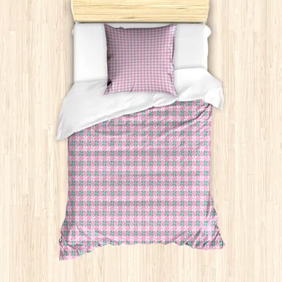 Produktbild von ABAKUHAUS Blumen Mantele, Frühlings-Blumen-Kette, Milbensicher Allergiker geeignet mit Kissenbezügen, 135 cm x 200 cm - 80 x 80 cm, Baby Pink Teal weiß