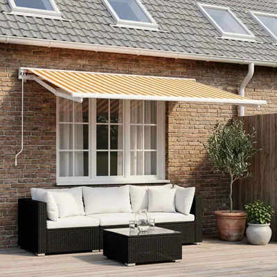 Productafbeelding van Vervangingsdoek voor zonnescherm Geel en Wit 350 x 250 cm