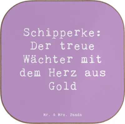Produktbild von Mr. & Mrs. Panda Tischuntersetzer Spruch Schipperke Wächterherz - Lavendeltraum - Geschenk, Untersetzer Tasse, Hunderassen, gläseruntersetzer, Coaster, Gläser, für