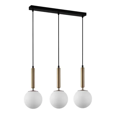Zdjęcie produktu dla Żyrandol Ravena mosiężno-czarny-biały 3xE27x10W szkło wym:108x65x15cm IP20 Italux