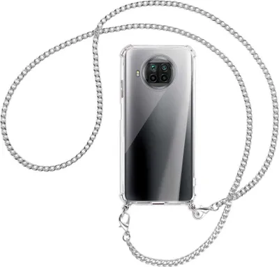 Produktbild von Handykette Backcover-Schutzhülle mit Band (Metall silberfarben) für Xiaomi Mi 10T Lite 5G - silberfarbene Kette
