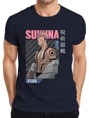 Obrázek produktu pro Sukuna Jujutsu Kaisen Otaku Anime Aesthetics Demon Gift Vintage pánské tričko, Navy, M