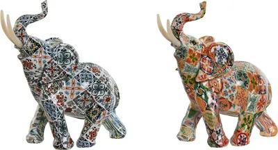 Obrázek produktu pro Dekorativní figurka Home ESPRIT Barevný slon Středomoří 16 x 7 x 17 cm (2 ks)
