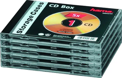Zdjęcie produktu dla Etui Hama CD/DVD puste, PG=5ST, na 1 płytę CD (jewel case), przezroczyste/czarne