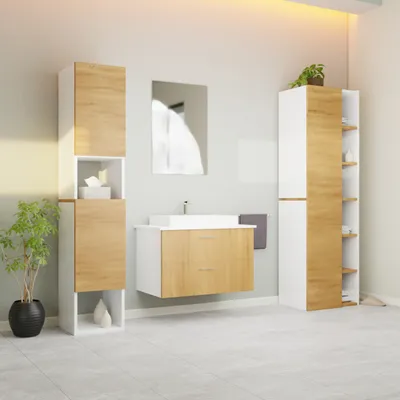 Produktbild von Hängender Badschrank Eiche GLC2 1600x315x330 mm mit Soft-Close und Push-to-Open Funktion
