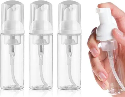 Produktbild von Miniatur-Set - Luft-Dispenser - Klare leere Luft-Pumpe - Kleine Luft-Pumpe-Flasche - Portable-Dispenser-Flasche - Luft-Seife-Dispenser - Aufklappbarer Behälter - Reiseflaschen für Shampoo und Kosmetik (50ml)