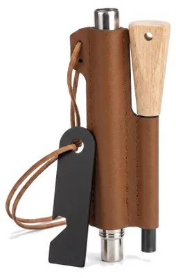 Produktbild von Feuerstahl-Set Ferrocerium Feuerstarter + Blasrohr + Lederhülle Bushcraft