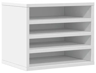Image de vidaXL Organiseur de bureau blanc 36x26x29,5 cm Bois composite