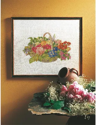Zdjęcie produktu dla Zestaw do haftu krzyżykowego Eva Rosenstand "Kosz kwiatów", wzór liczony, 50x60cm