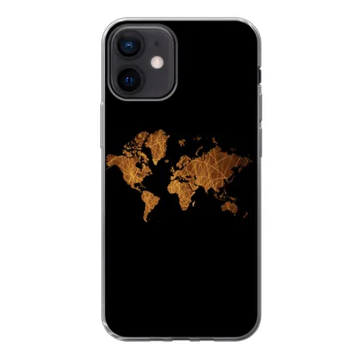 Produktbild von MuchoWow® Handyhülle Schutzhülle Hülle für iPhone 12 Weltkarte - Schilf - Karte Silikon Softcase Handy Hülle - Schutzhülle