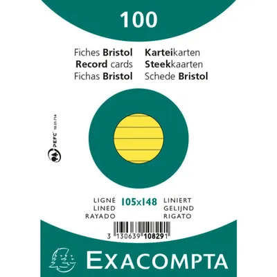 Produktbild von Exacompta Karteikarte 10829SE DIN A6 liniert gelb 100 St./Pack.