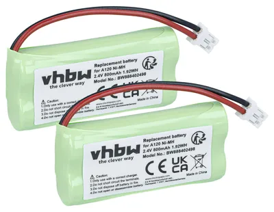 Produktbild von vhbw 2x Akku kompatibel mit Siemens Gigaset A145, A160, A150, A24, A240, A165, A16, A165 Trio schnurlos Festnetz Telefon (800 mAh, 2,4 V, NiMH)