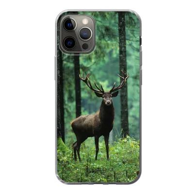 Produktbild von MuchoWow® Handyhülle Schutzhülle Hülle für iPhone 12 Pro Hirsche - Wald - Bäume - Tiere - Natur Silikon Softcase Handy Hülle - Abdeckung