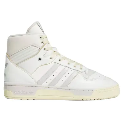 A single white Adidas Rivalry Hi sneaker is shown from the side against a white background.