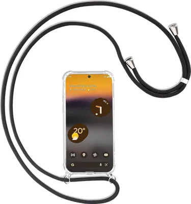 Image de Google Pixel 6A Coque Silicone Transparente + Lanière Noire