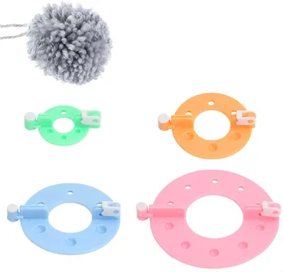 Imagen del producto de Kit de pompones, 4 tamaños (3,5 cm, 5,5 cm, 7 cm, 9 cm), de plástico, para manualidades creativas