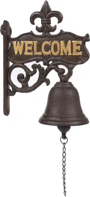 Produktbild von Famanu Türglocke mit Willkommensschriftzug - Vintage Antiklook in Schwarz