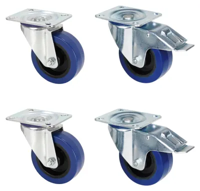 4 Stahl-Lenkrollen mit 100 mm Rädern, Set